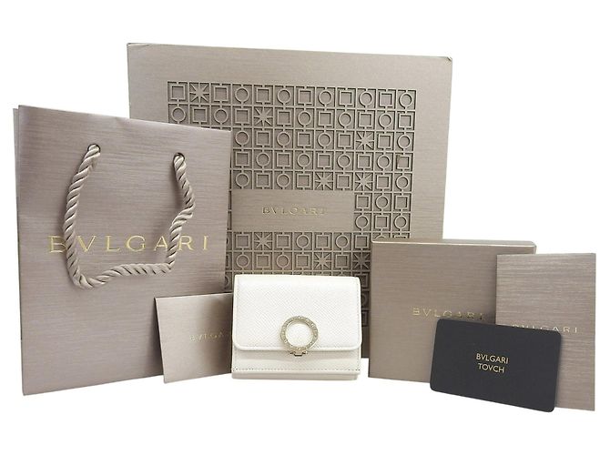 Bulgari Bvlgari Bicolor Leather Compact Tri-fold Wallet Beige Purple - view 2
