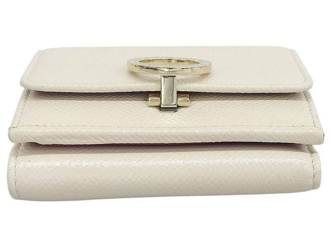 Bulgari Bvlgari Bicolor Leather Compact Tri-fold Wallet Beige Purple - view 4