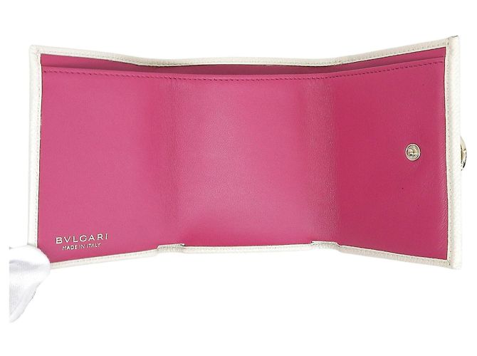 Bulgari Bvlgari Bicolor Leather Compact Tri-fold Wallet Beige Purple - view 7