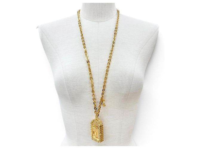 Cambon Chanel Gold Medaillon Anhänger Halskette Golden - Ansicht 3