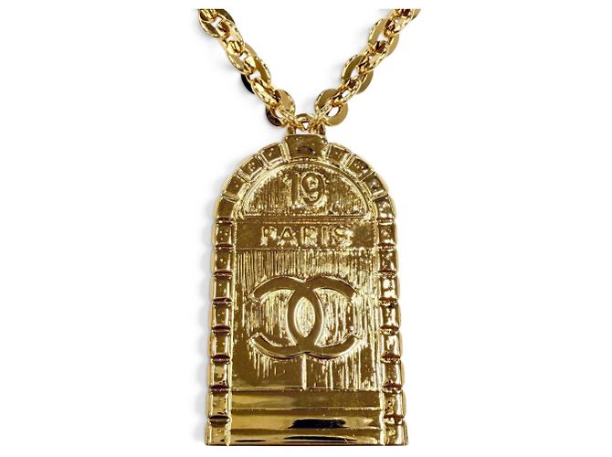 Cambon Chanel Gold Medaillon Anhänger Halskette Golden - Ansicht 4