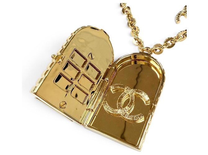 Cambon Chanel Gold Medaillon Anhänger Halskette Golden - Ansicht 9