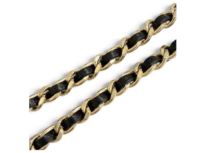 Chanel B25A Leder Coco Mark Camellia Halskette Schwarz Golden - Ansicht 6