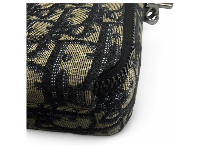 Christian Dior Borsa a tracolla Dior Homme Canvas Leather Oblique Rider Micro Pouch Beige - vista 7