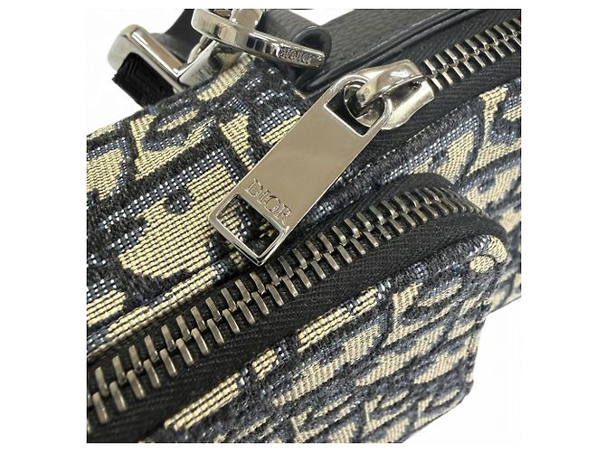 Christian Dior Borsa a tracolla Dior Homme Canvas Leather Oblique Rider Micro Pouch Beige - vista 9