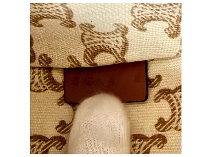 Céline Borsa a sacchetto Celine 19653 Teen Canvas Leather Triomphe Marrone Beige - vista 13