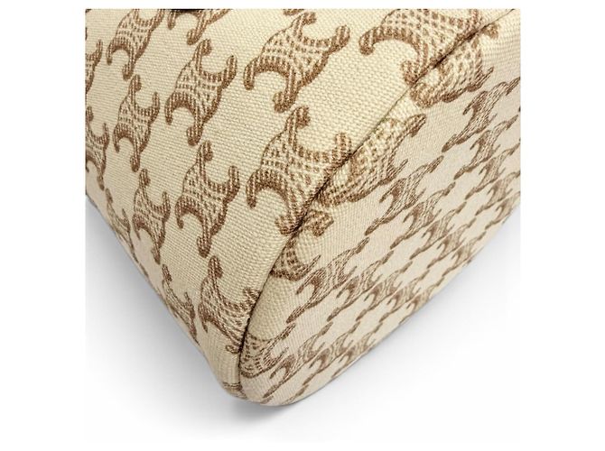 Céline Borsa a sacchetto Celine 19653 Teen Canvas Leather Triomphe Marrone Beige - vista 7