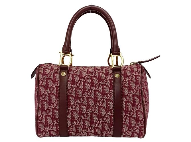 Borsa in tela e pelle Christian Dior Rosso Bordò - vista 3