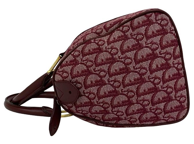 Borsa in tela e pelle Christian Dior Rosso Bordò - vista 5
