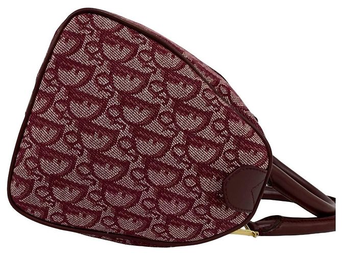 Borsa in tela e pelle Christian Dior Rosso Bordò - vista 6