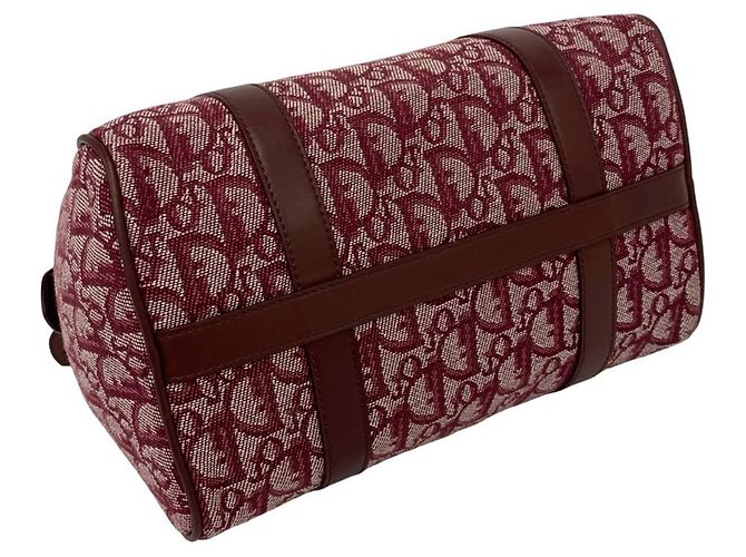 Borsa in tela e pelle Christian Dior Rosso Bordò - vista 7