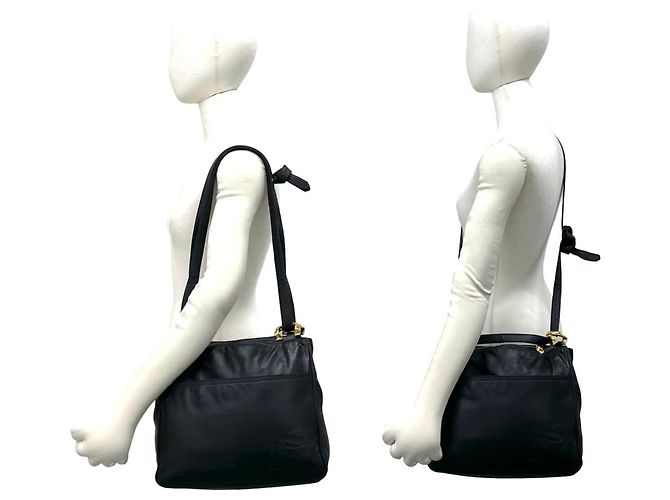 Borsa a tracolla in pelle Loewe Vintage Anagram Logo Nero - vista 2