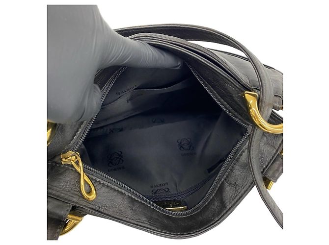 Borsa a tracolla in pelle Loewe Vintage Anagram Logo Nero - vista 9