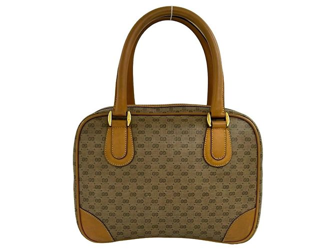 Borsa a mano in pelle GUCCI Old Gucci Micro GG Logo Pattern Marrone - vista 3