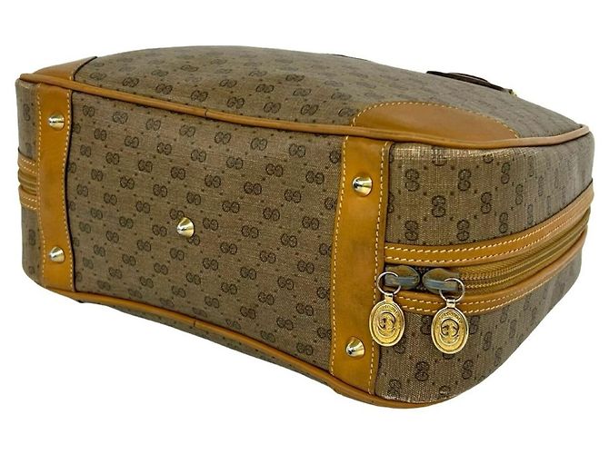 Borsa a mano in pelle GUCCI Old Gucci Micro GG Logo Pattern Marrone - vista 8