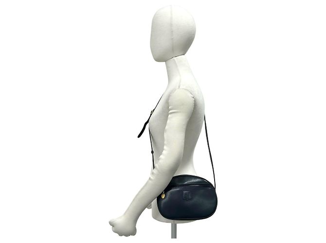Céline Celine Vintage Blazon Triomphe Logo Mini Schultertasche aus Leder Marineblau - Ansicht 2