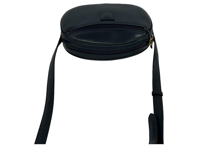 Céline Celine Vintage Blazon Triomphe Logo Mini Schultertasche aus Leder Marineblau - Ansicht 4