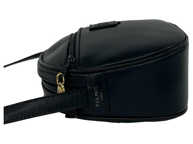 Céline Celine Vintage Blazon Triomphe Logo Mini Schultertasche aus Leder Marineblau - Ansicht 5