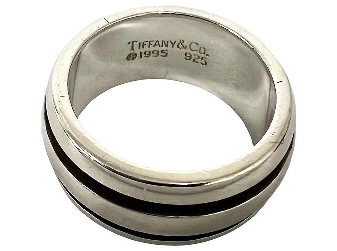 Tiffany & Co Anel Tiffany Vintage Grooved Double Line Prata - vista 3