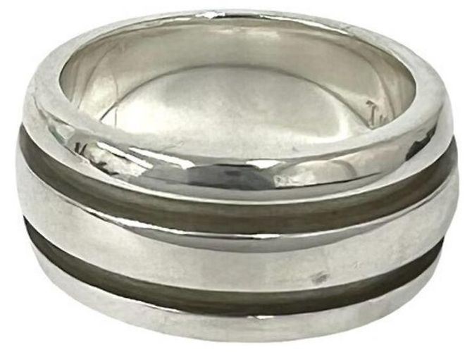 Tiffany & Co Anel Tiffany Vintage Grooved Double Line Prata - vista 4