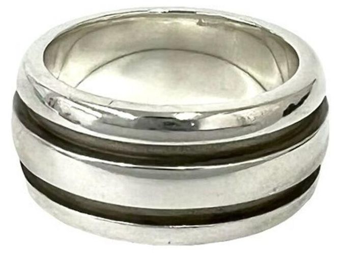 Tiffany & Co Anel Tiffany Vintage Grooved Double Line Prata - vista 5