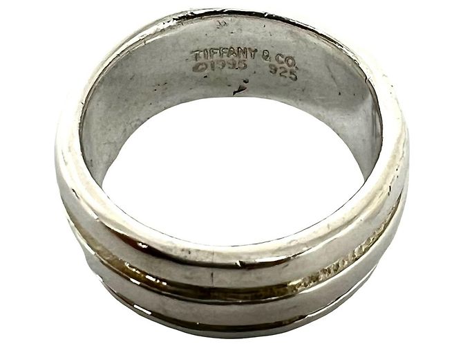 Tiffany & Co Tiffany Vintage Grooved Double Line Band Ring Silber - Ansicht 3