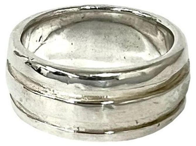 Tiffany & Co Tiffany Vintage Grooved Double Line Band Ring Silber - Ansicht 4