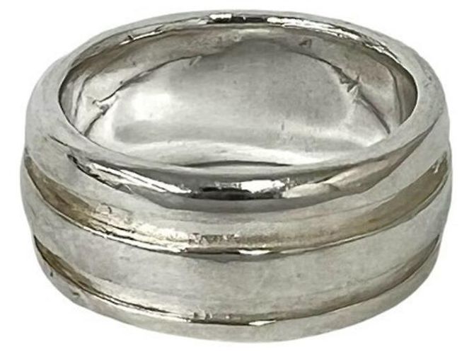 Tiffany & Co Tiffany Vintage Grooved Double Line Band Ring Silber - Ansicht 6