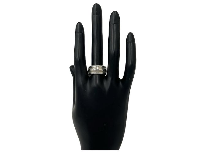 Tiffany & Co Anello Tiffany Vintage Grooved Double Line Band Ring Argento - vista 2