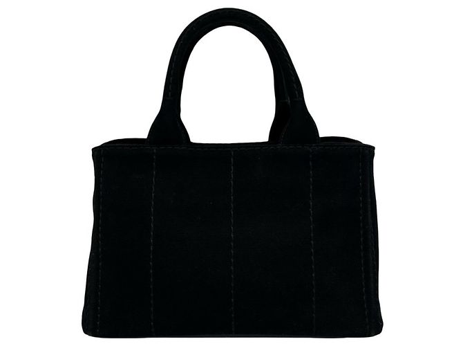 Borsa a tracolla 2 vie PRADA Canapa in tela con logo Triangle Nero - vista 3