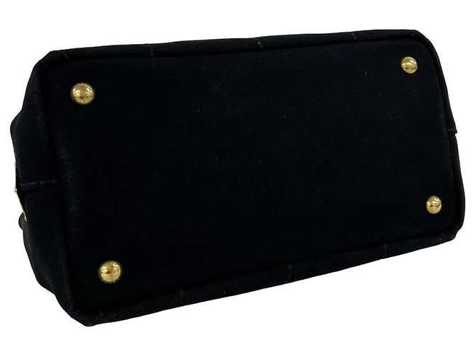Borsa a tracolla 2 vie PRADA Canapa in tela con logo Triangle Nero - vista 7