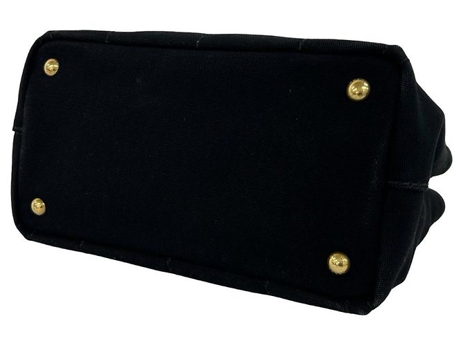 Borsa a tracolla 2 vie PRADA Canapa in tela con logo Triangle Nero - vista 8