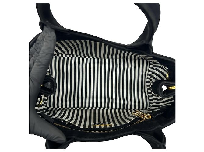 Borsa a tracolla 2 vie PRADA Canapa in tela con logo Triangle Nero - vista 9