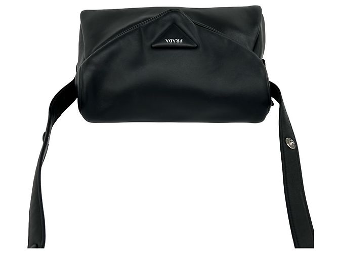 Sac à épaule PRADA Signo en cuir nappa avec logo triangle Noir - vue 4
