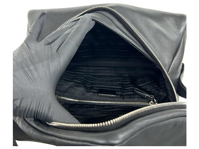 Sac à épaule PRADA Signo en cuir nappa avec logo triangle Noir - vue 9