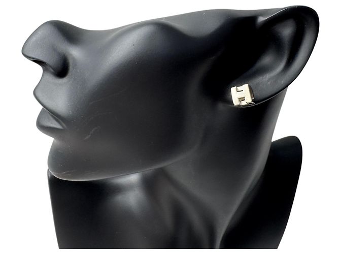 Hermès Hermes Cage d'H H-Cube Ohrringe Silber Roh - Ansicht 2