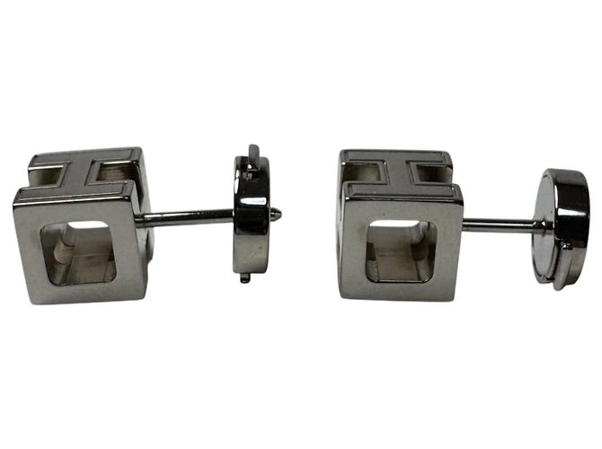 Hermès Hermes Cage d'H H-Cube Ohrringe Silber Roh - Ansicht 4