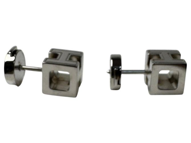 Hermès Hermes Cage d'H H-Cube Ohrringe Silber Roh - Ansicht 6