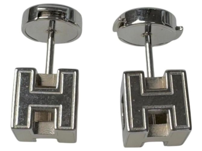 Hermès Hermes Cage d'H H-Cube Ohrringe Silber Roh - Ansicht 7