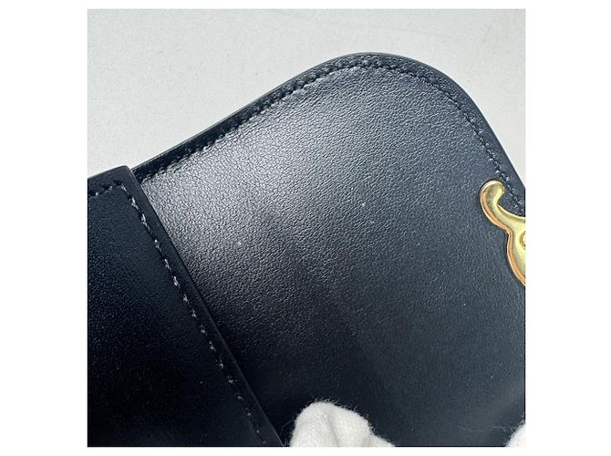Céline Celine Triomphe Small Flap Wallet - Black Nero - vista 14