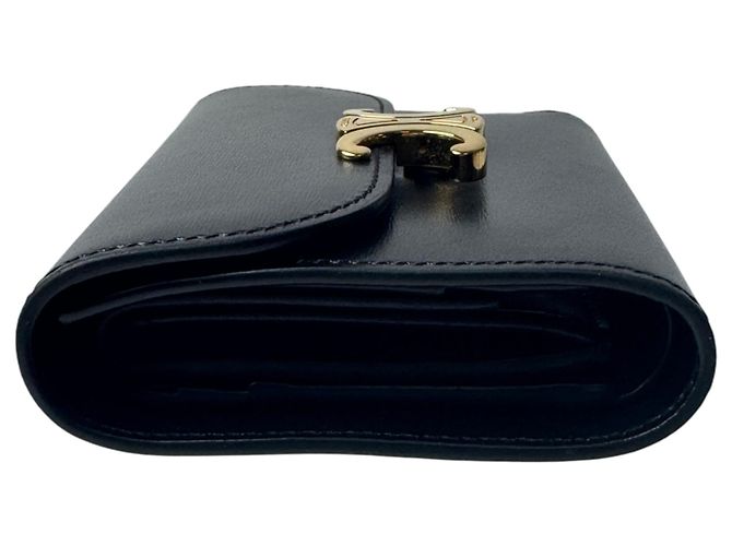Céline Celine Triomphe Small Flap Wallet - Black Nero - vista 4