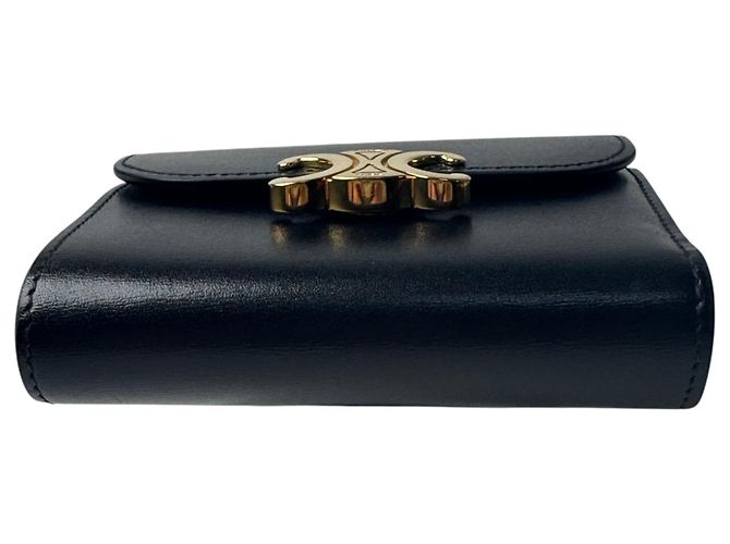 Céline Celine Triomphe Small Flap Wallet - Black Nero - vista 5