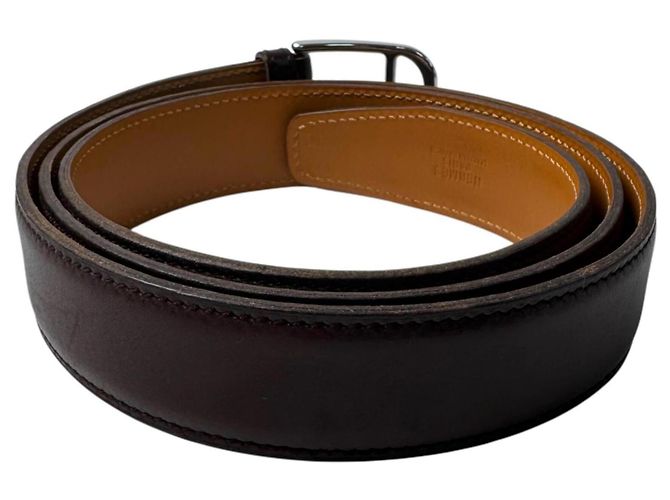 Hermès Hermes HERMES Gürtel mit Roman Silver Hardware Dunkelbraun - Ansicht 2