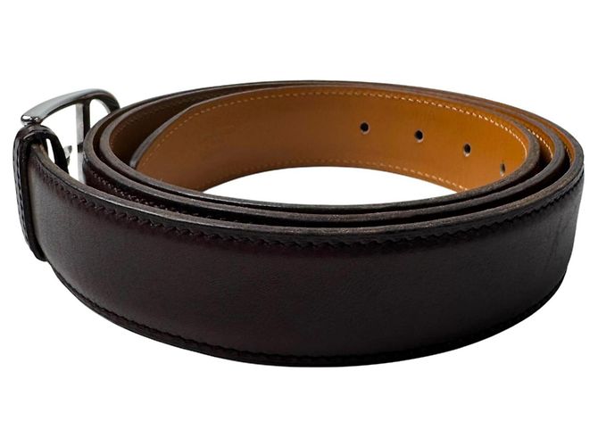Hermès Hermes HERMES Gürtel mit Roman Silver Hardware Dunkelbraun - Ansicht 3