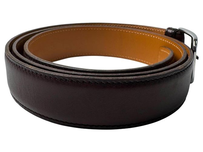 Hermès Hermes HERMES Gürtel mit Roman Silver Hardware Dunkelbraun - Ansicht 4