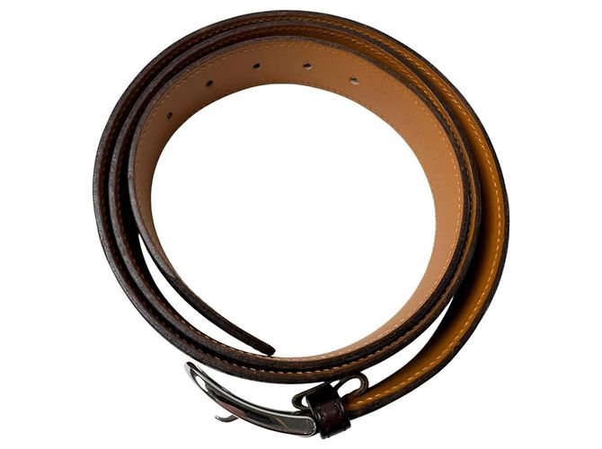 Hermès Hermes HERMES Gürtel mit Roman Silver Hardware Dunkelbraun - Ansicht 5