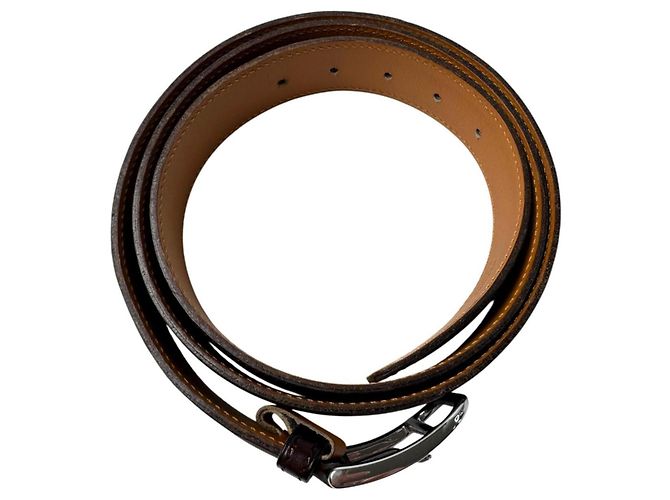 Hermès Hermes HERMES Gürtel mit Roman Silver Hardware Dunkelbraun - Ansicht 6