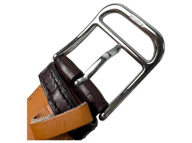 Hermès Hermes HERMES Gürtel mit Roman Silver Hardware Dunkelbraun - Ansicht 8