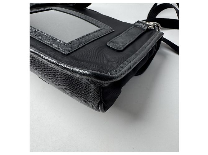 Saffiano Prada PRADA Borsa a tracolla per smartphone Mini Nero - vista 15