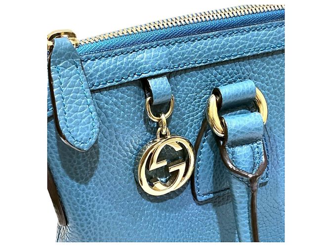 Borsa Gucci Interlocking G in pelle blu - vista 8